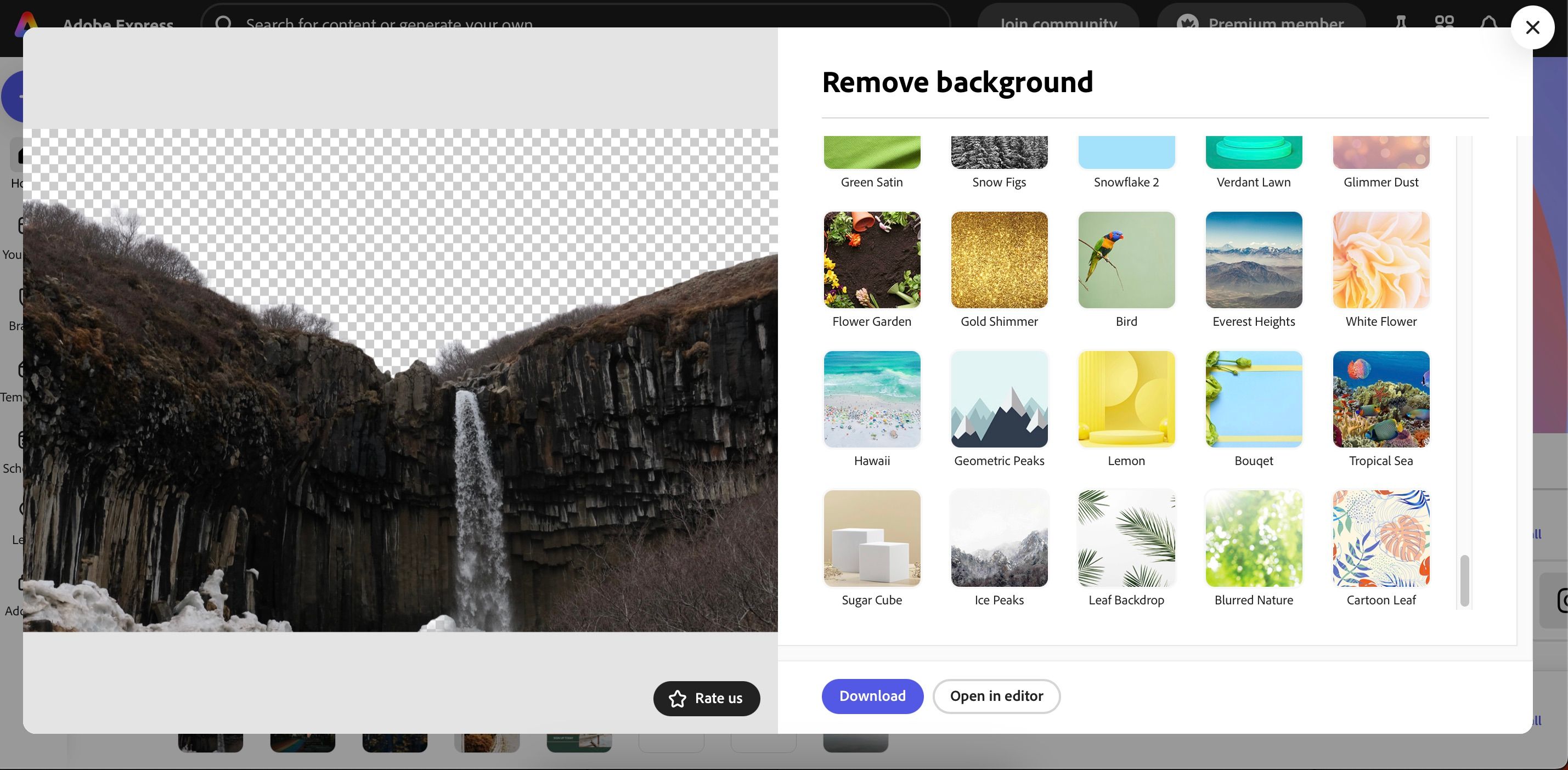 نحوه جایگزینی پس‌زمینه در Adobe Express را انتخاب کنید