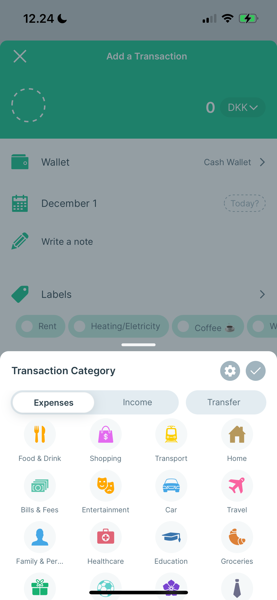 یک دسته را در برنامه Spendee انتخاب کنید