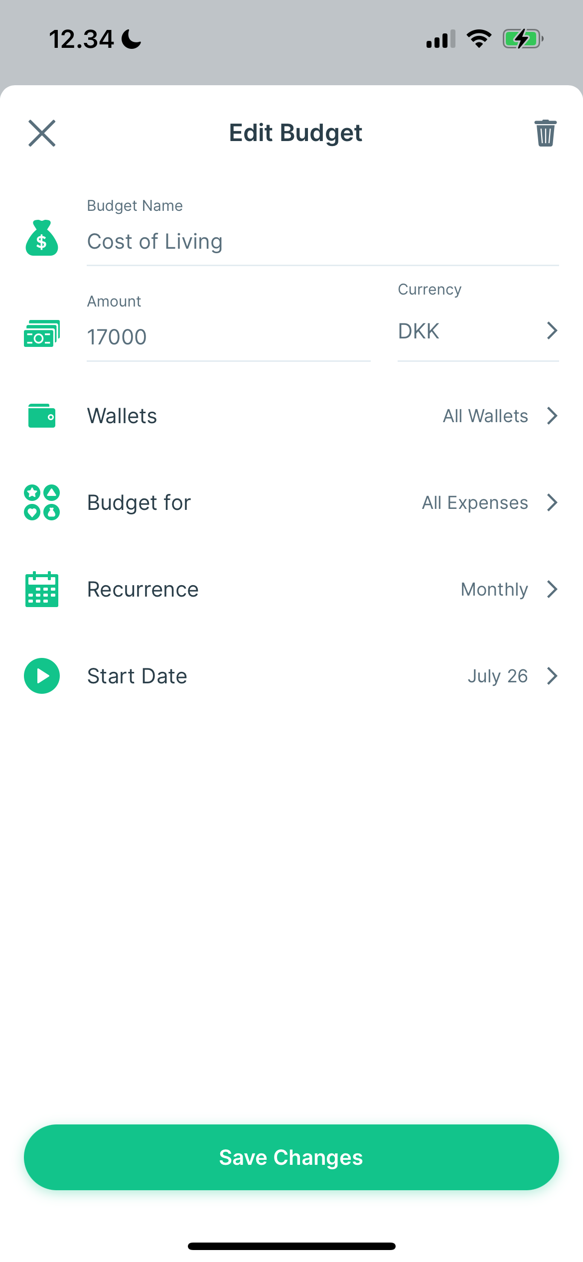 ایجاد بودجه در برنامه Spendee