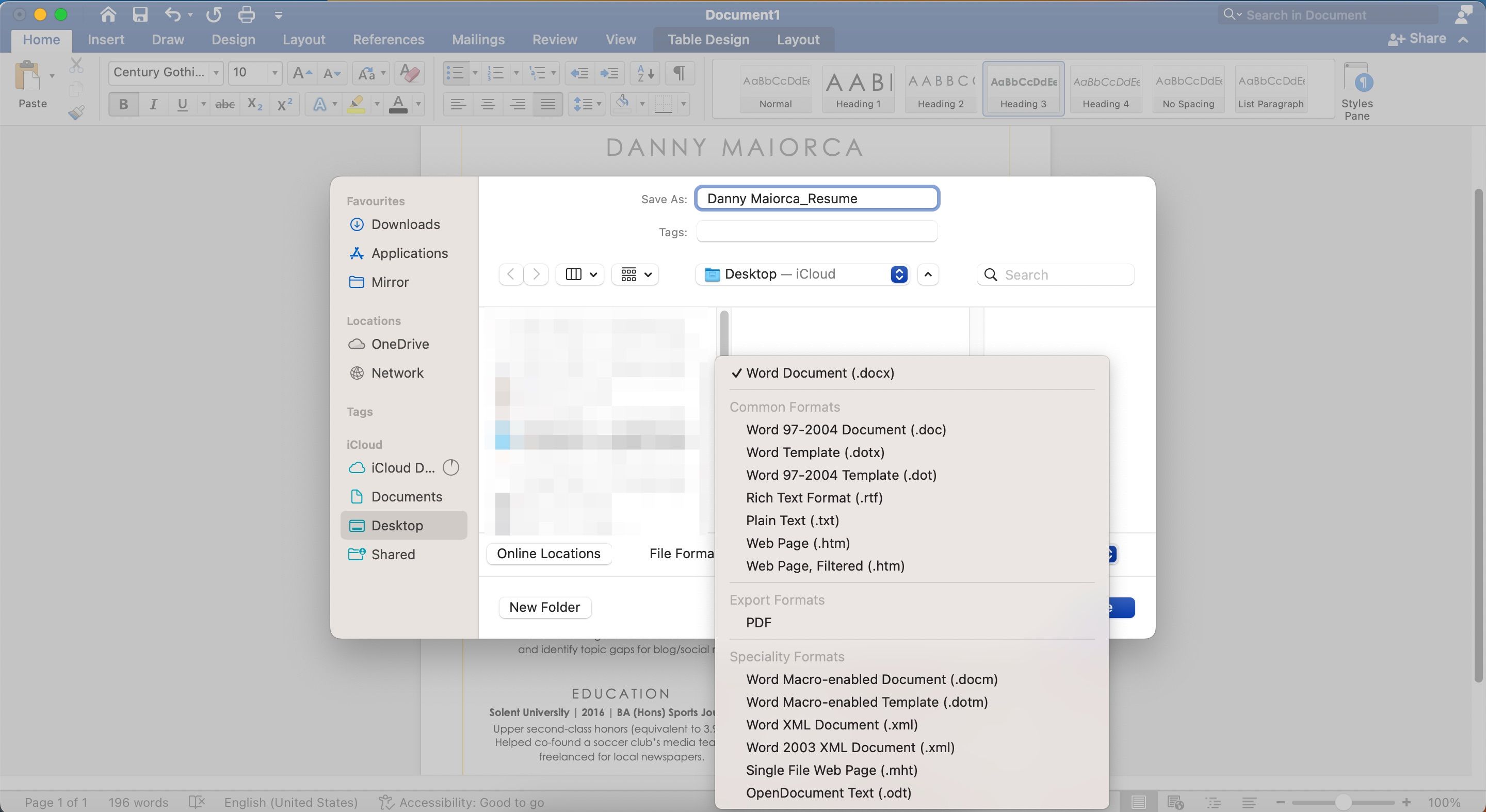 یک رزومه را در Microsoft Word به صورت PDF ذخیره کنید