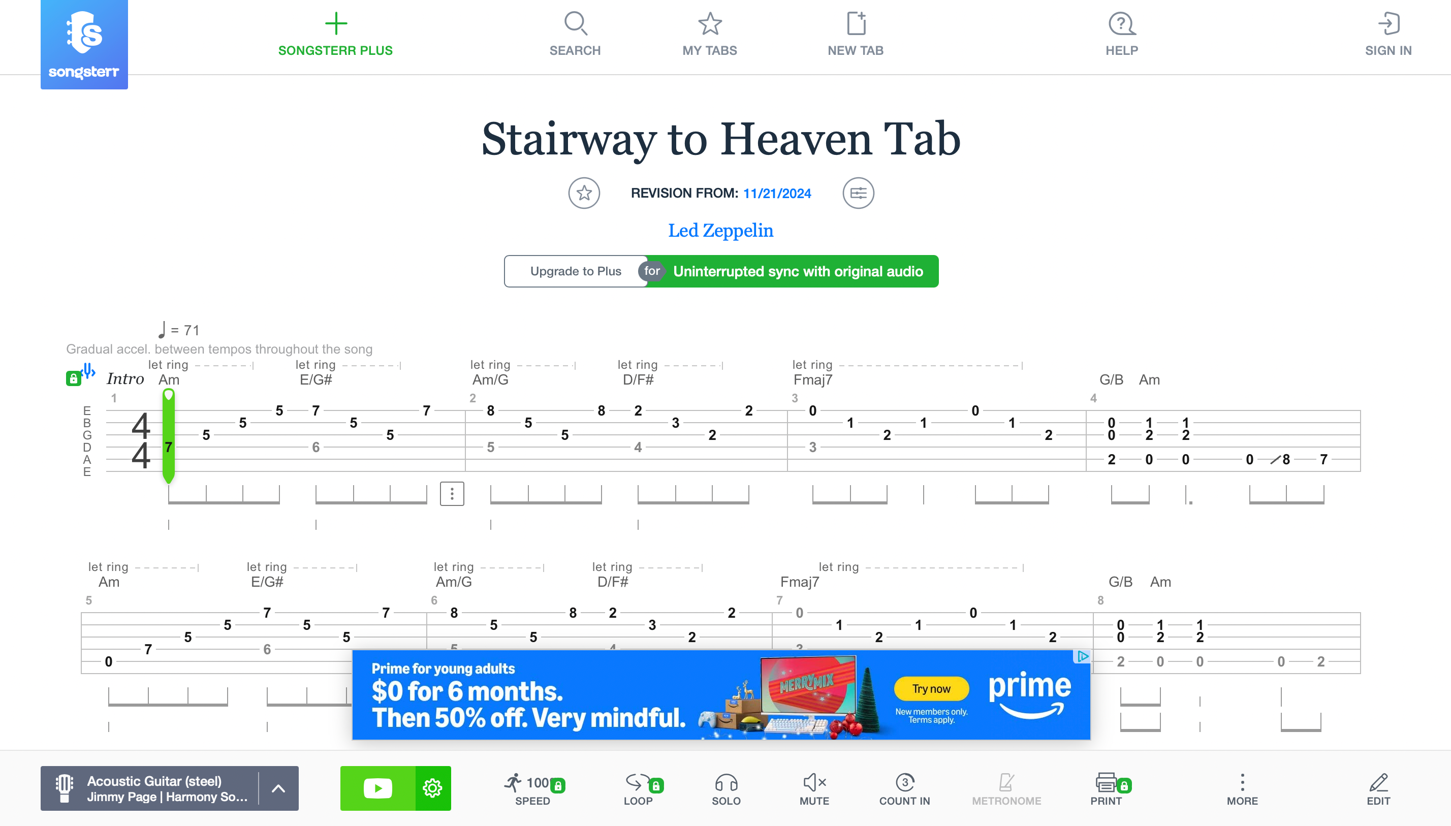 Tab Stairway to Heaven در Songsterr