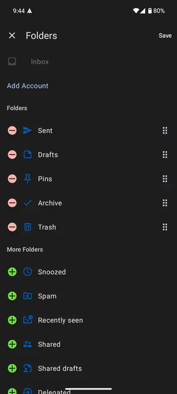 لیست پوشه ها را در Spark Mail ویرایش کنید
