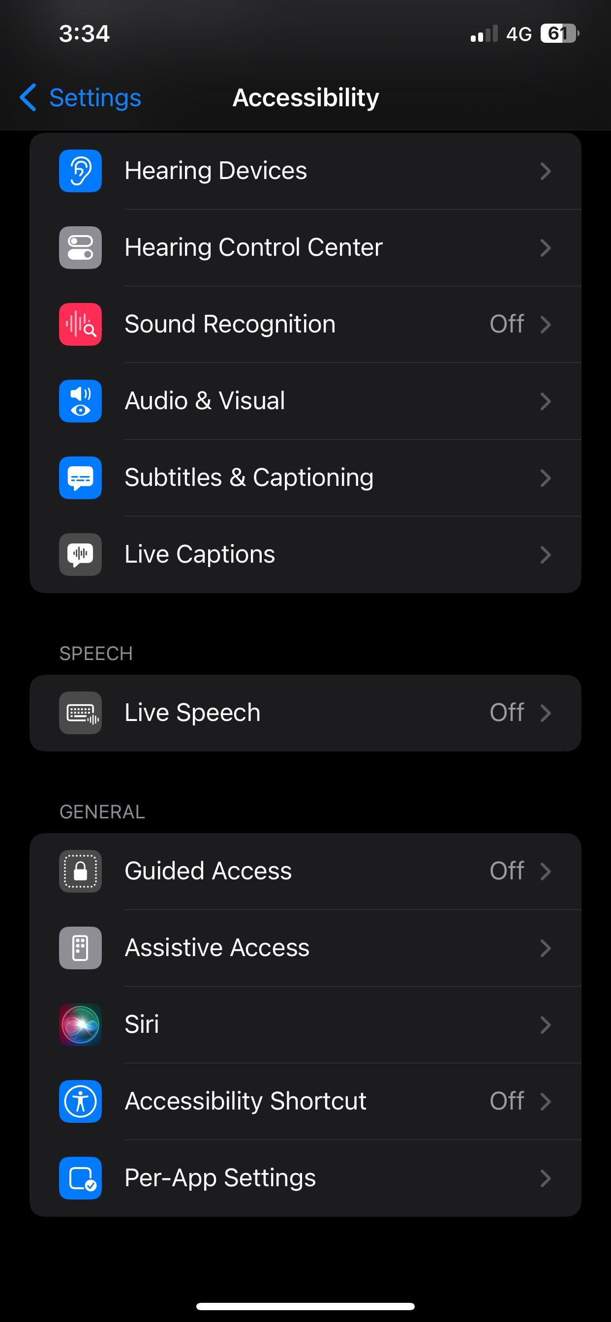 صفحه تنظیمات دسترس‌پذیری iOS 17.