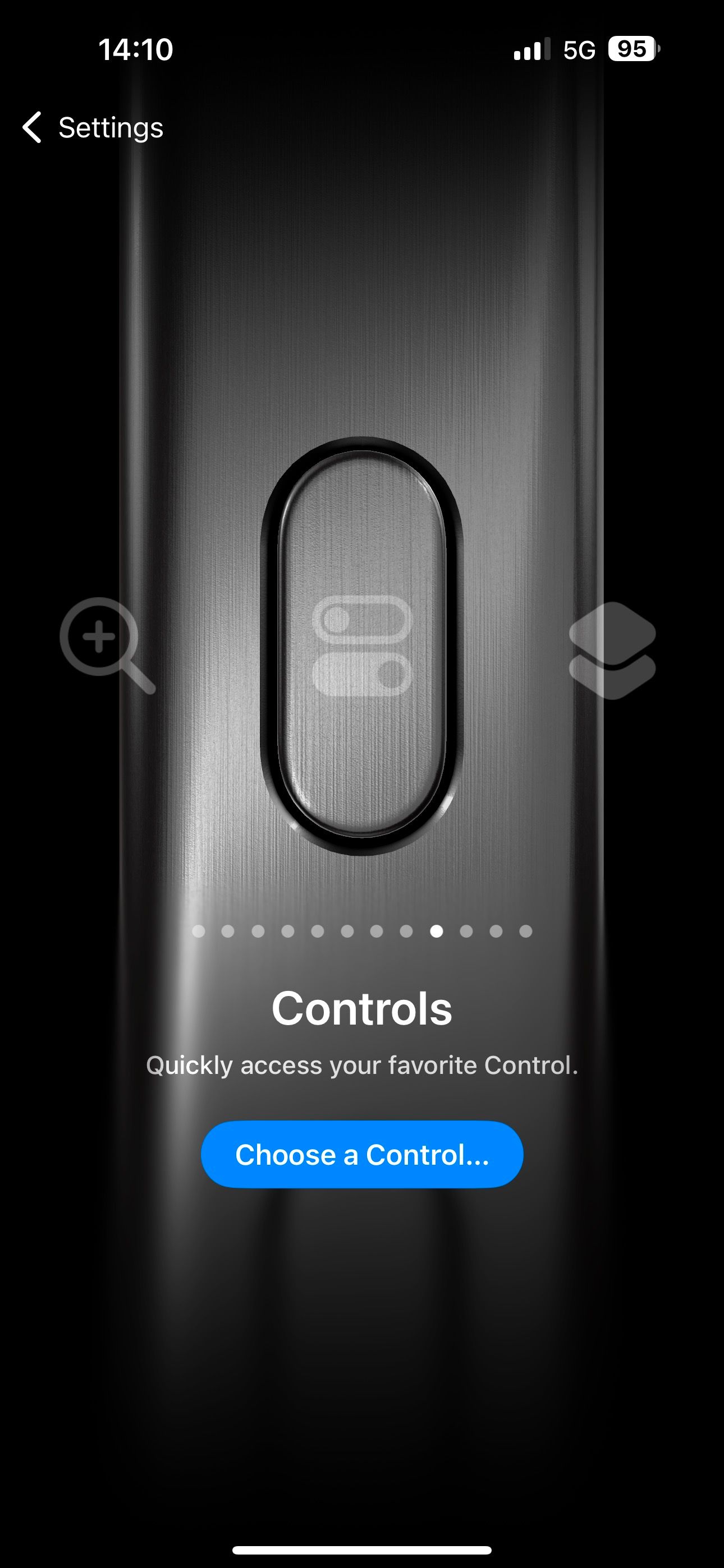 تنظیم دکمه Action در آیفون روی گزینه Controls.