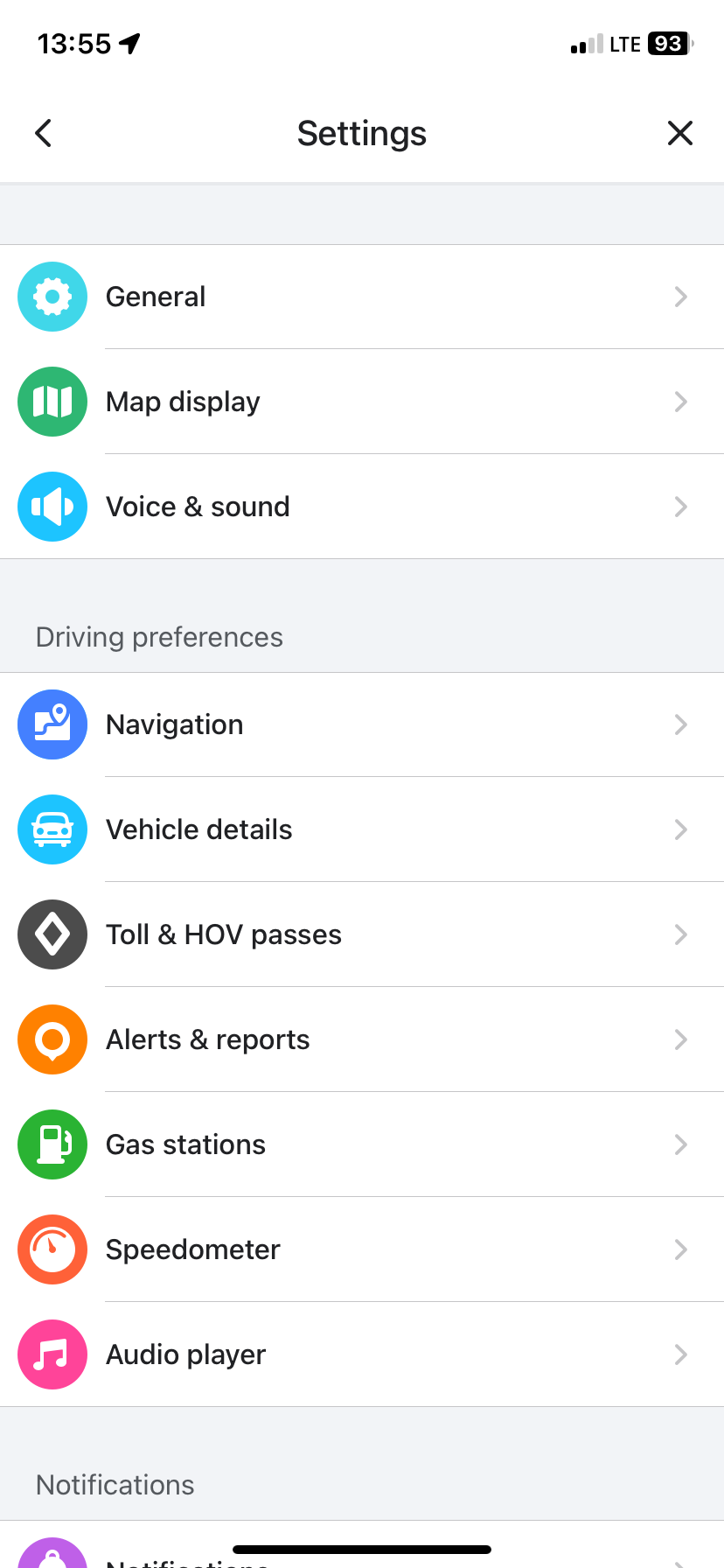 تنظیمات Waze در iOS باز می شود
