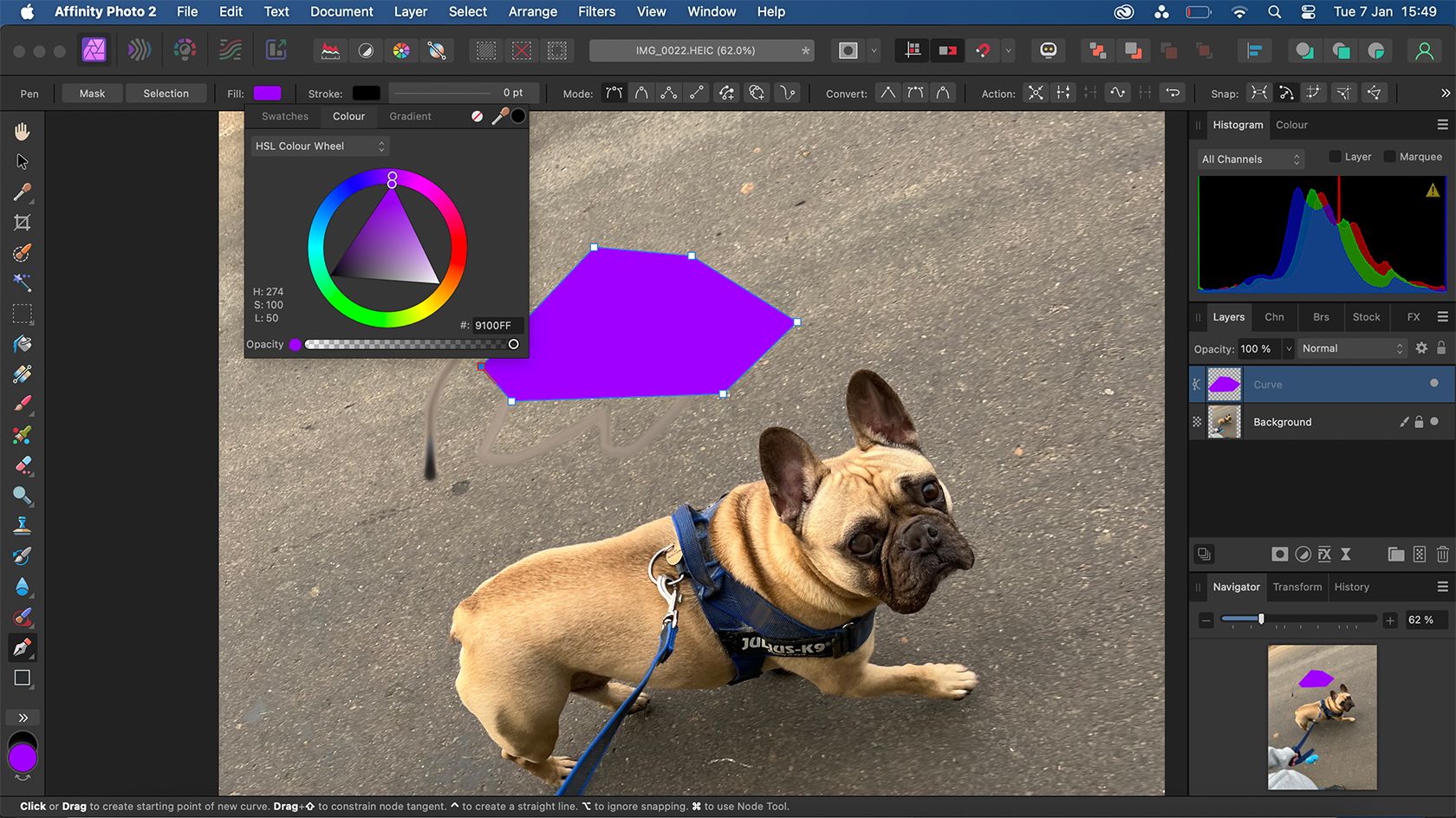 ابزار Affinity Photo Pen Tool