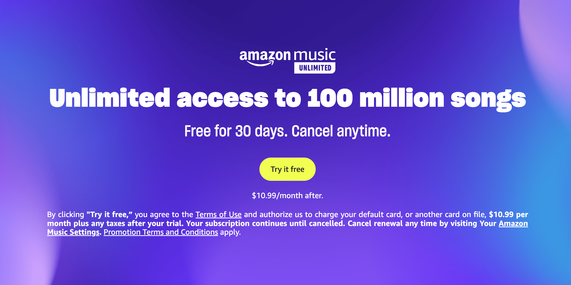 Amazon Music نامحدود پیشنهادات و آزمایش رایگان خود را تبلیغ می کند
