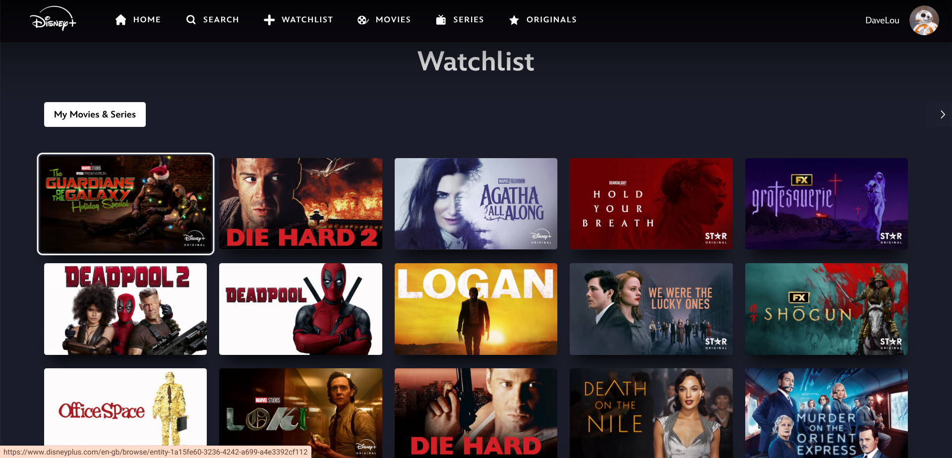 انتخاب یک نمایش برای حذف از لیست Watcher Disney+ من