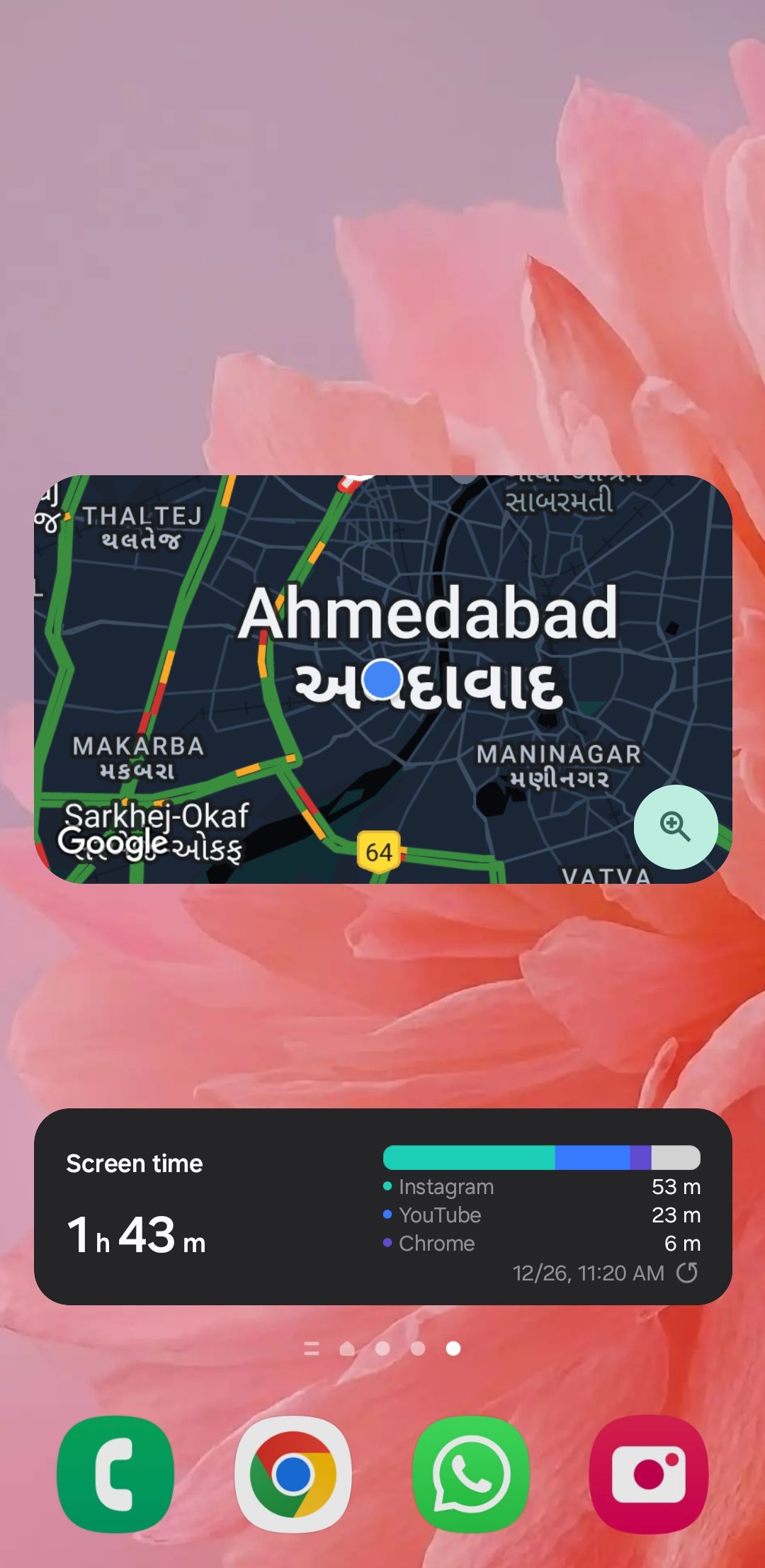 گزینه‌های ویجت Google Maps در صفحه اصلی اندروید