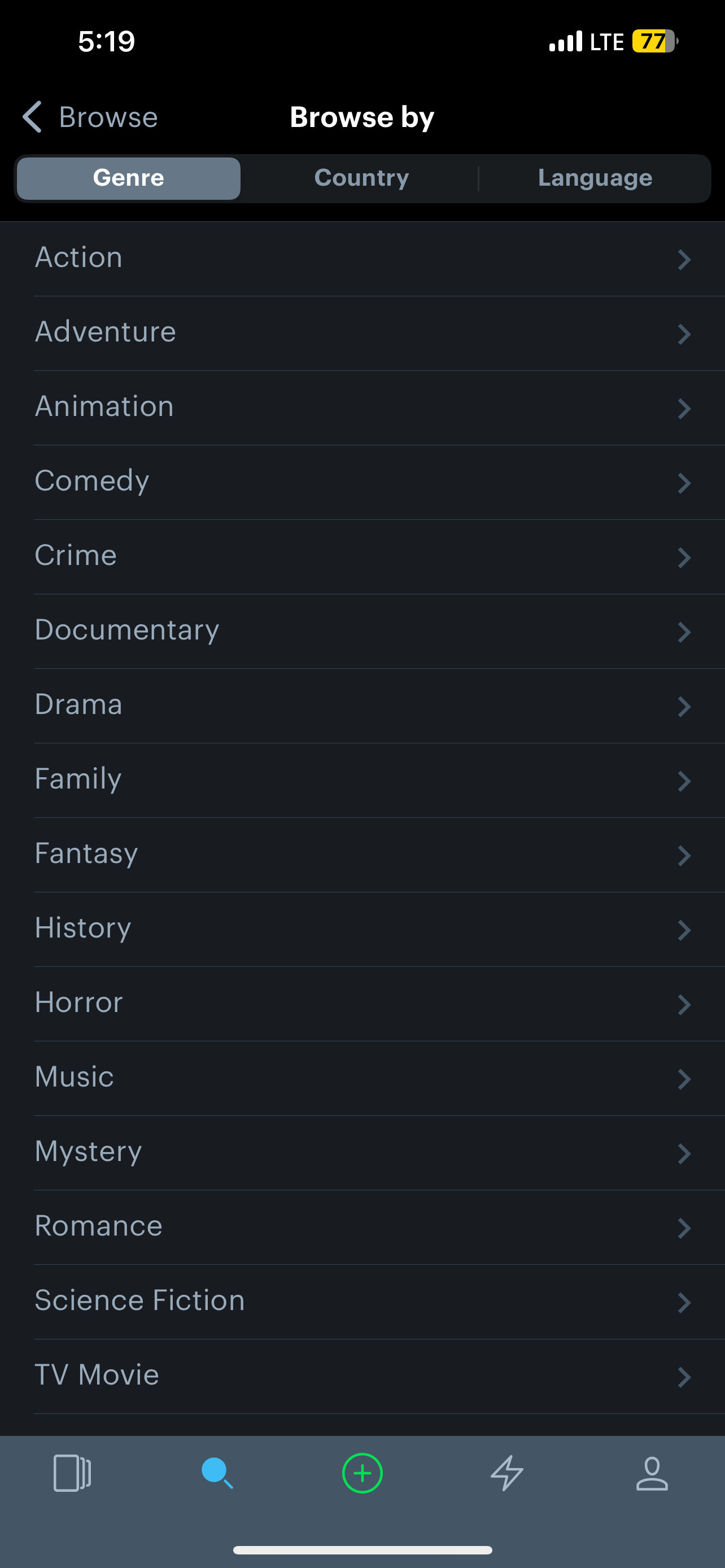 فیلترهای ژانر LetterboxD