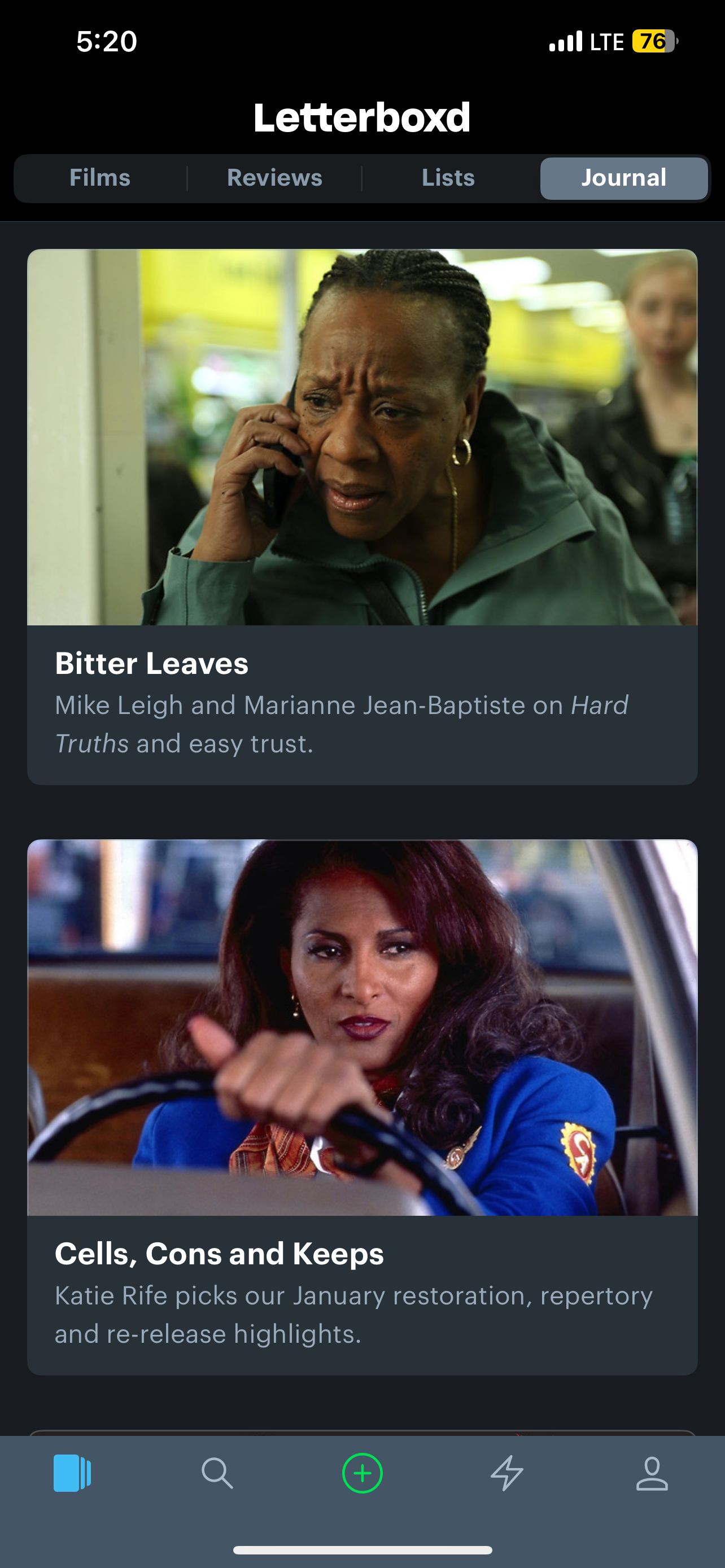 مقالات مجله Letterboxd از جمله برگهای تلخ