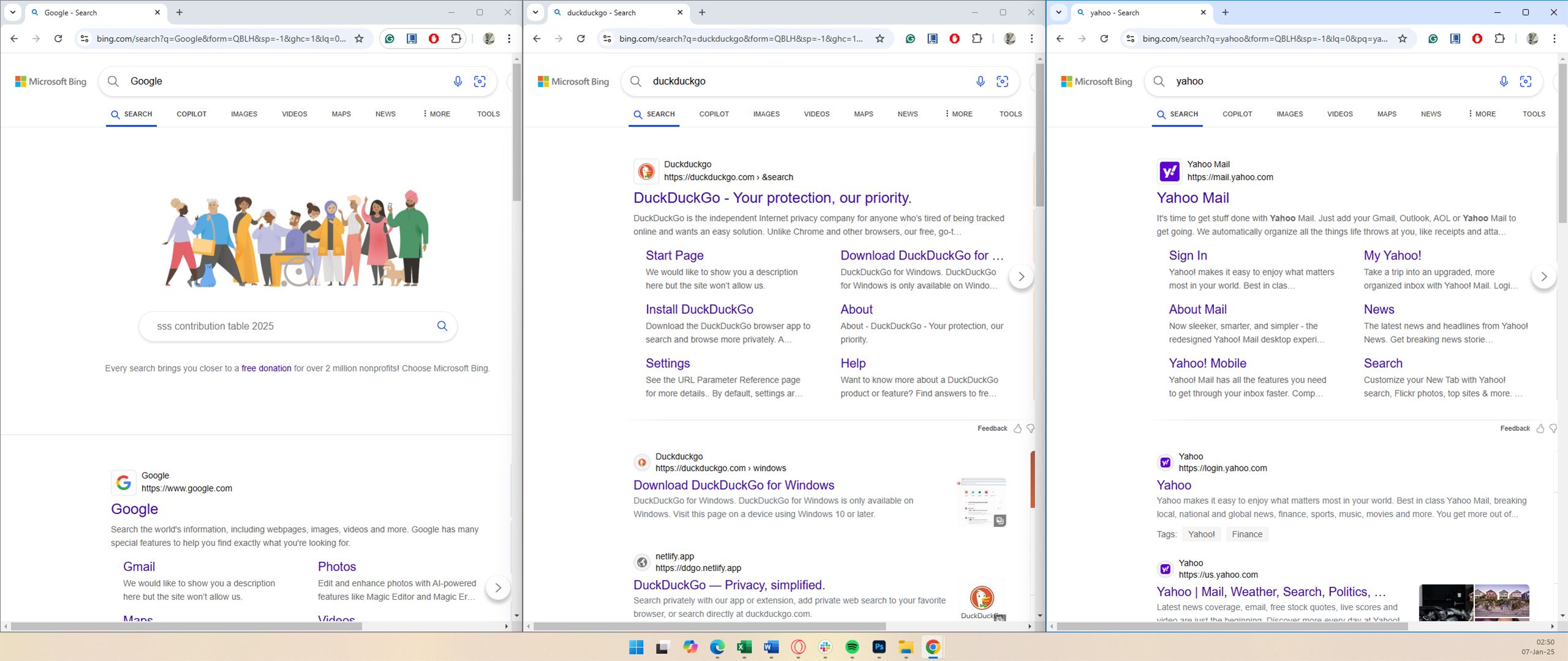نتایج جستجوی Microsoft Bing برای موتورهای جستجوی مختلف