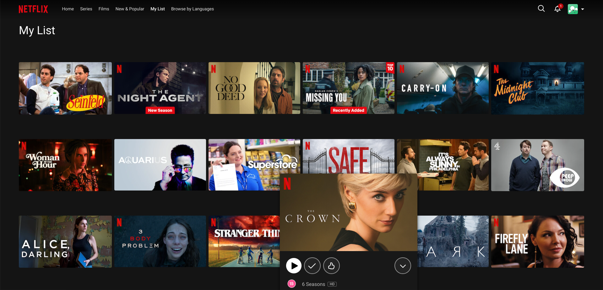 انتخاب یک نمایش برای حذف از لیست تماشای Netflix