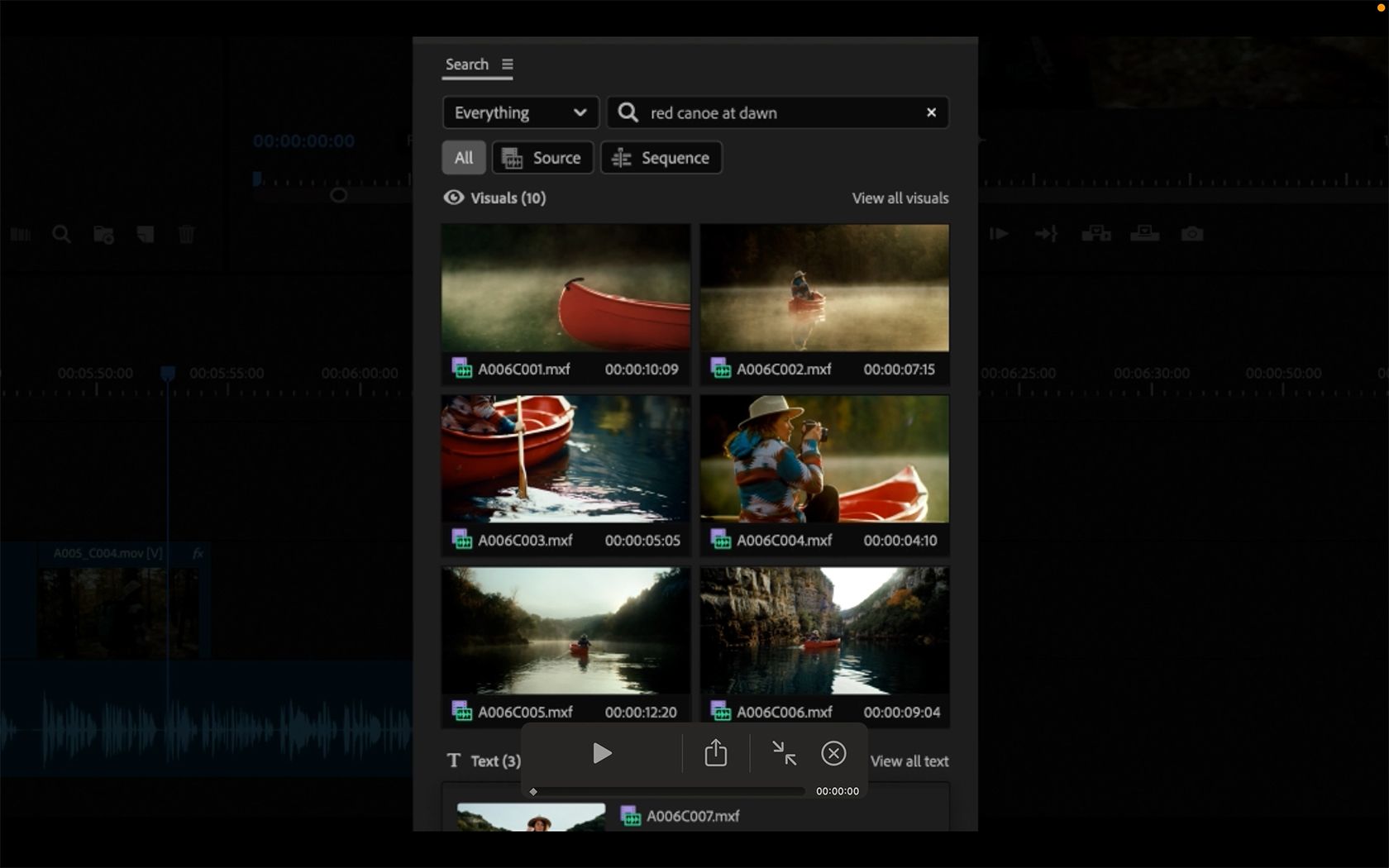 ابزار جستجوی هوش مصنوعی Premiere Pro