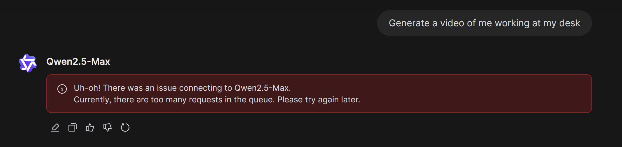 QWEN 2.5 حداکثر با مشکلات اتصال روبرو است