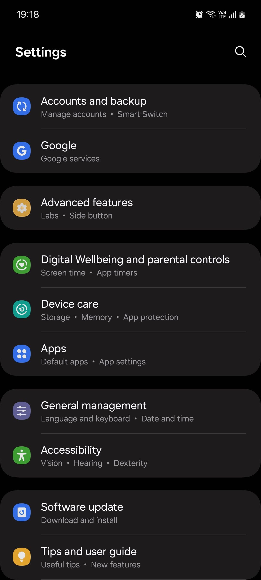 تنظیمات رابط کاربری Samsung One UI