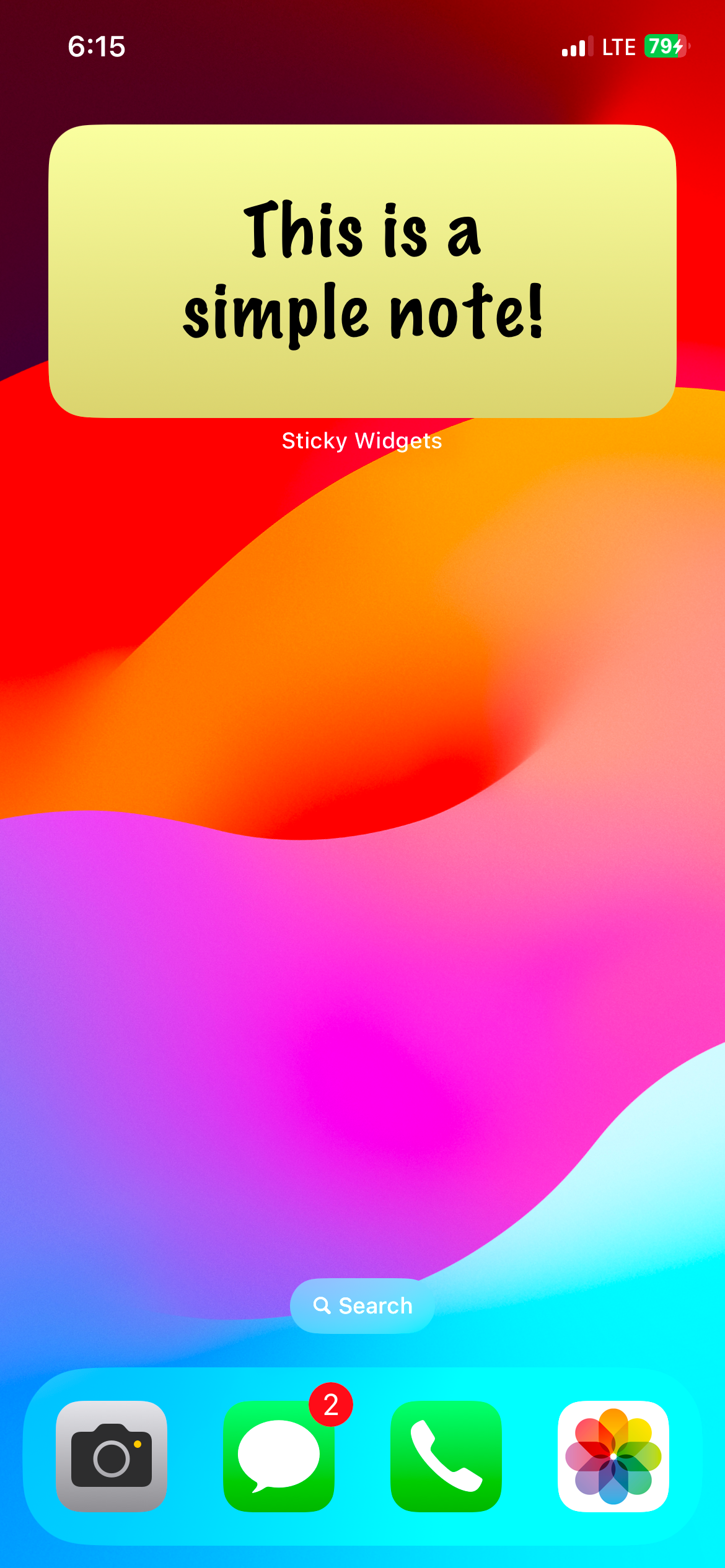 ویجت Sticky Widgets در صفحه اصلی آیفون.