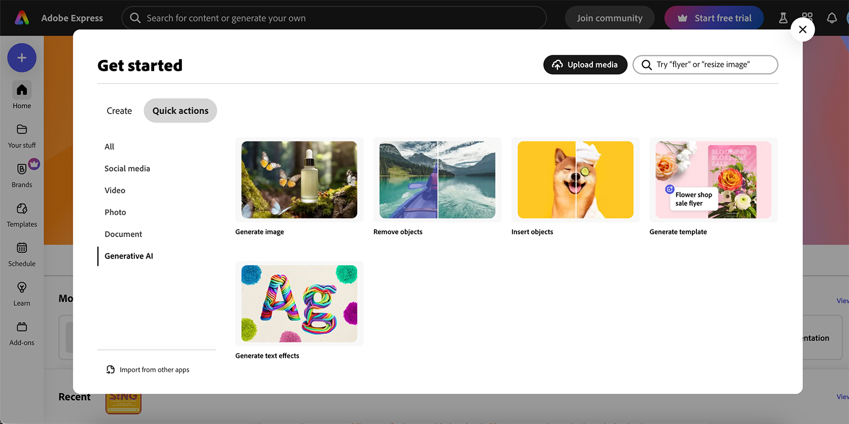 Adobe Express AI اقدامات سریع