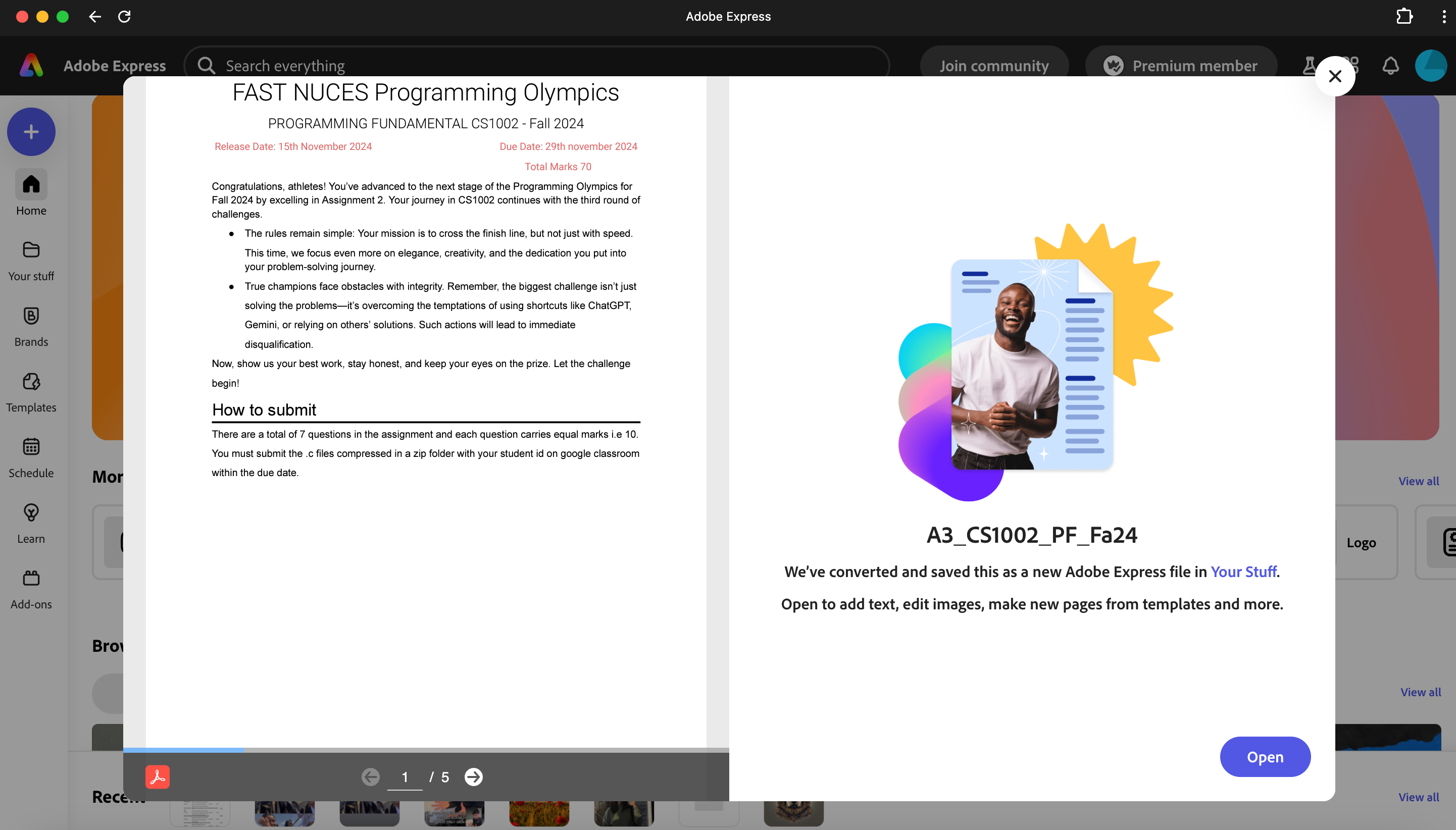 Adobe Express ویرایش ویژگی PDF