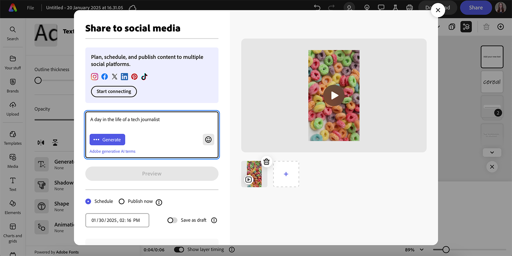 Adobe Express به اشتراک گذاری با رسانه های اجتماعی