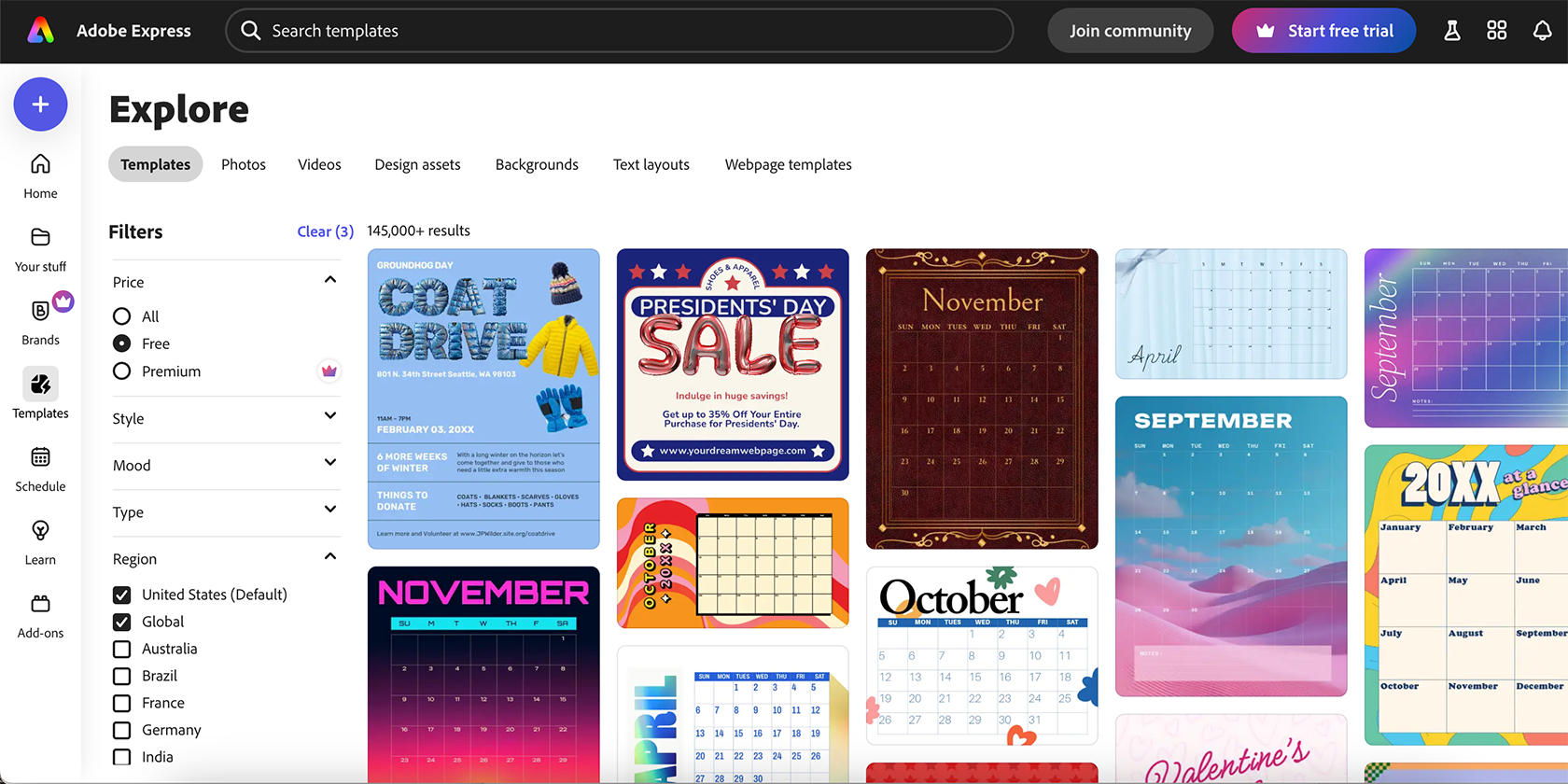 کتابخانه Adobe Express Templates