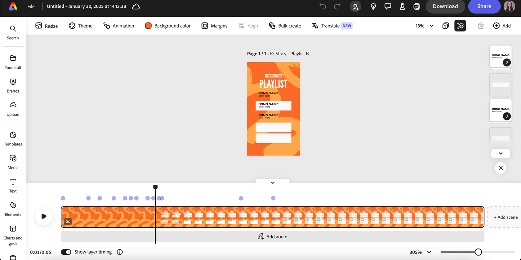 Adobe Express Timeline