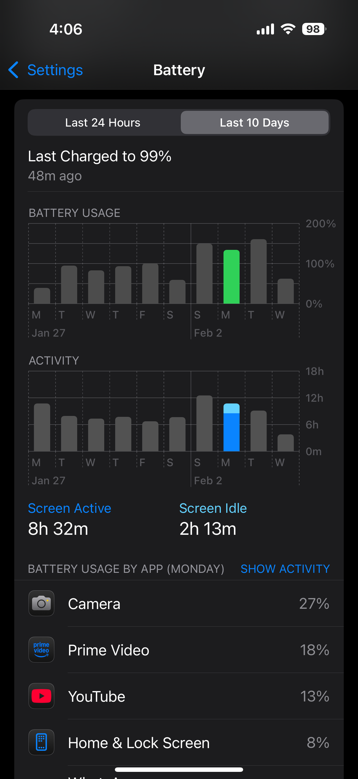 آمار باتری iPhone 16 Pro با Apple Intelligence INACTICT SCREENCESHOT 2
