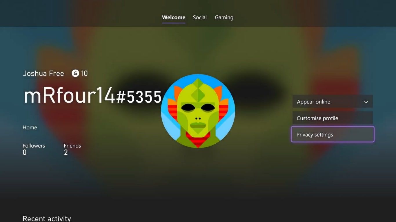 یک تصویر از منوی اصلی Xbox Profile در Xbox Series X