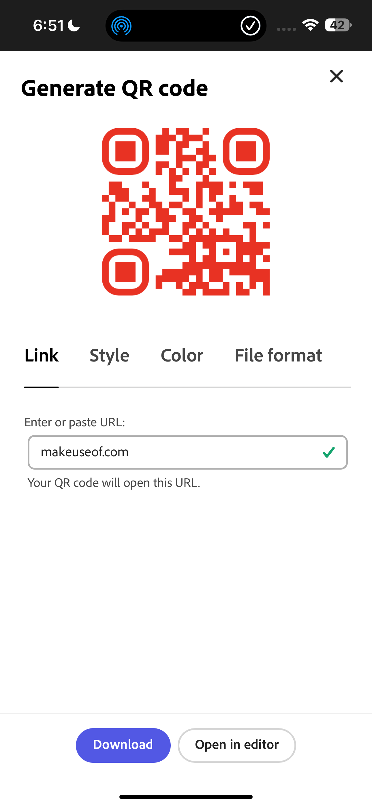 صفحه کد QR را با لینک وب سایت MakeUseOF ایجاد کنید