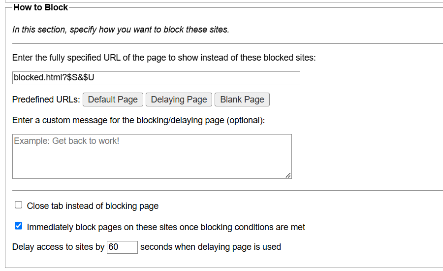 بخش "نحوه مسدود کردن" از پسوندهای Chrome Lechblock.