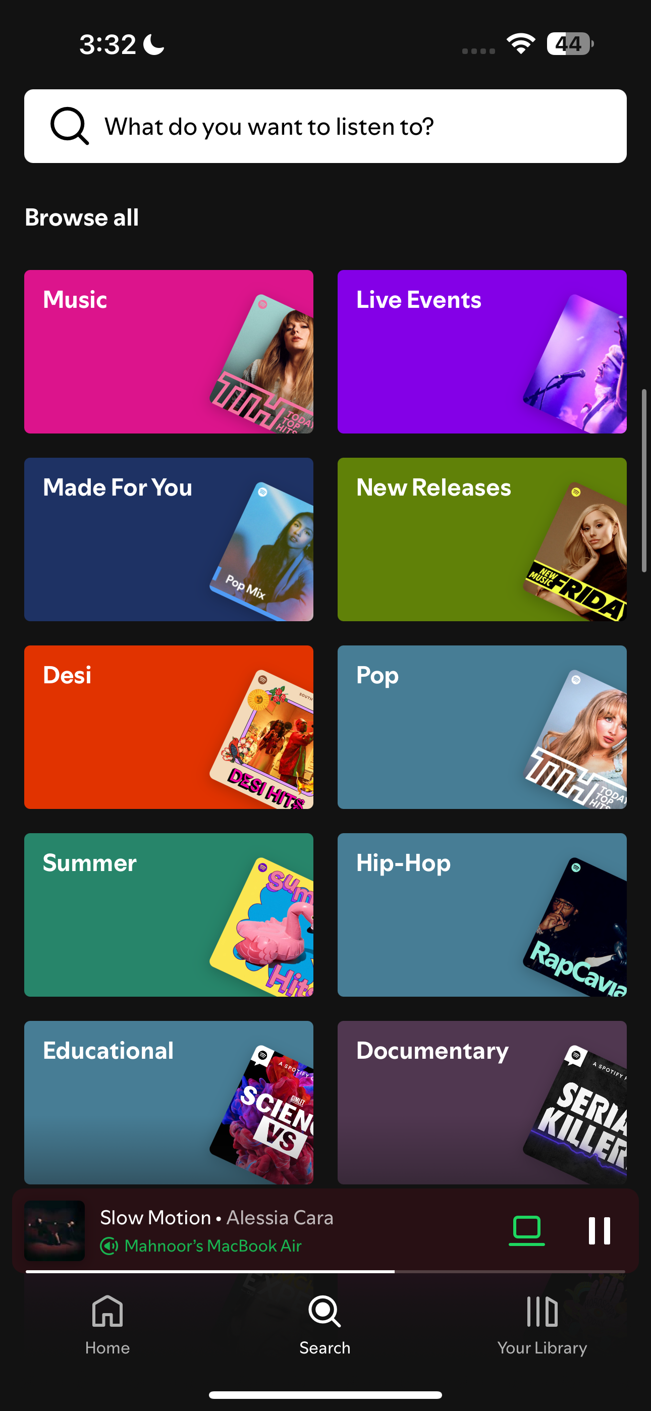 Spotify تمام صفحه را مرور کنید