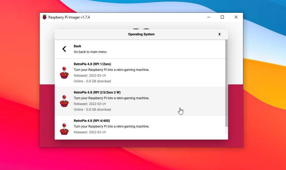 نصب سیستم عامل retropie از Raspberry Pi Manager