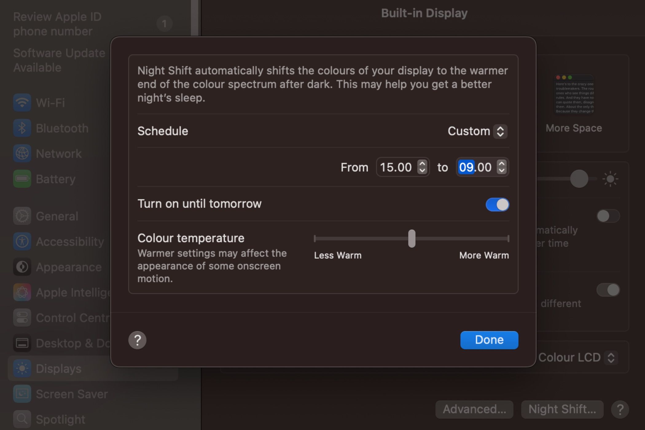 تنظیمات شیفت شب در MAC