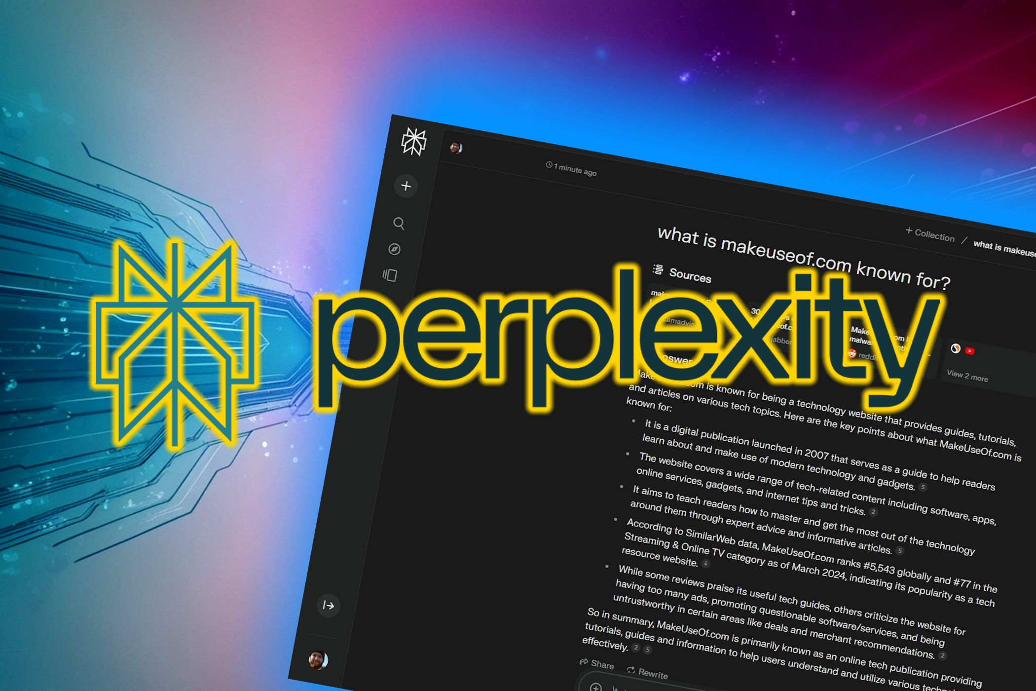 آرم Perplexity با برنامه Perplexity در پس زمینه رنگی