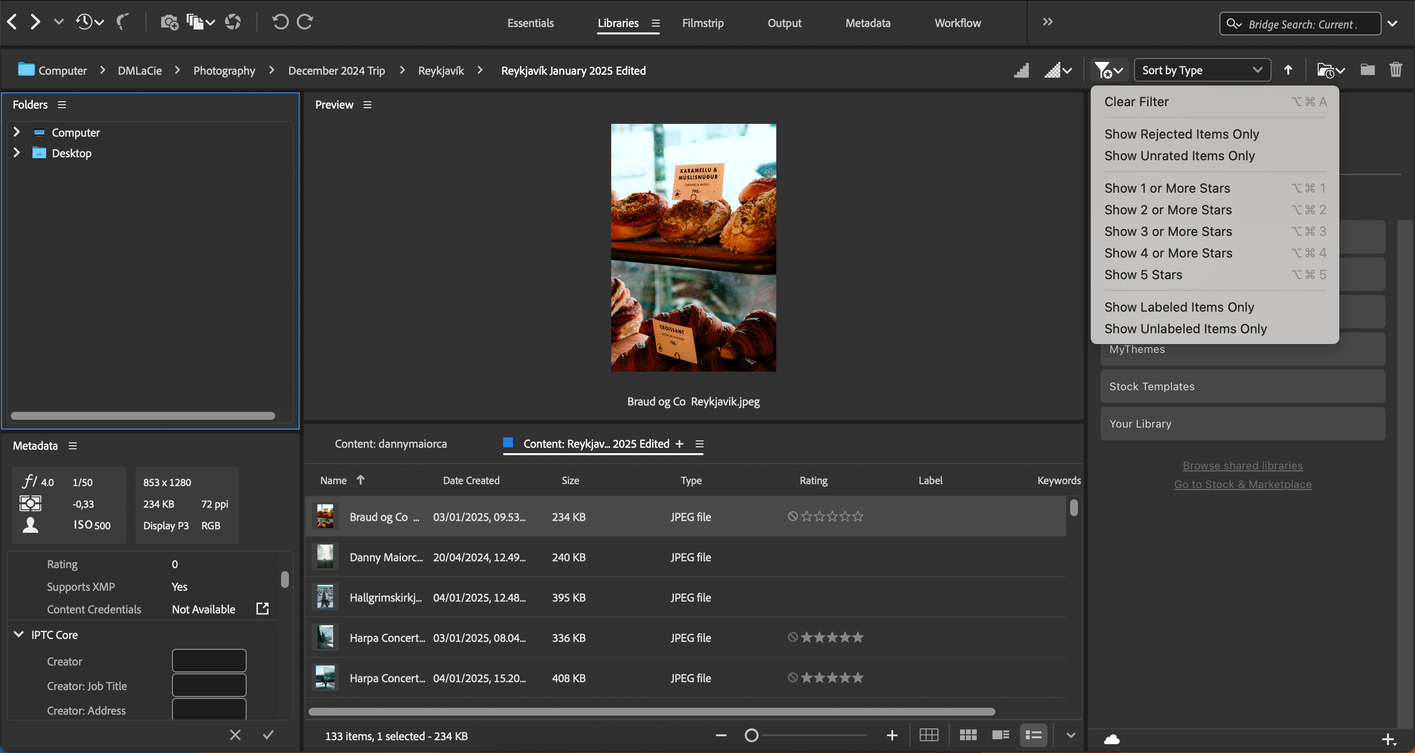 عکس ها را بر اساس فیلترها در Adobe Bridge مرتب کنید