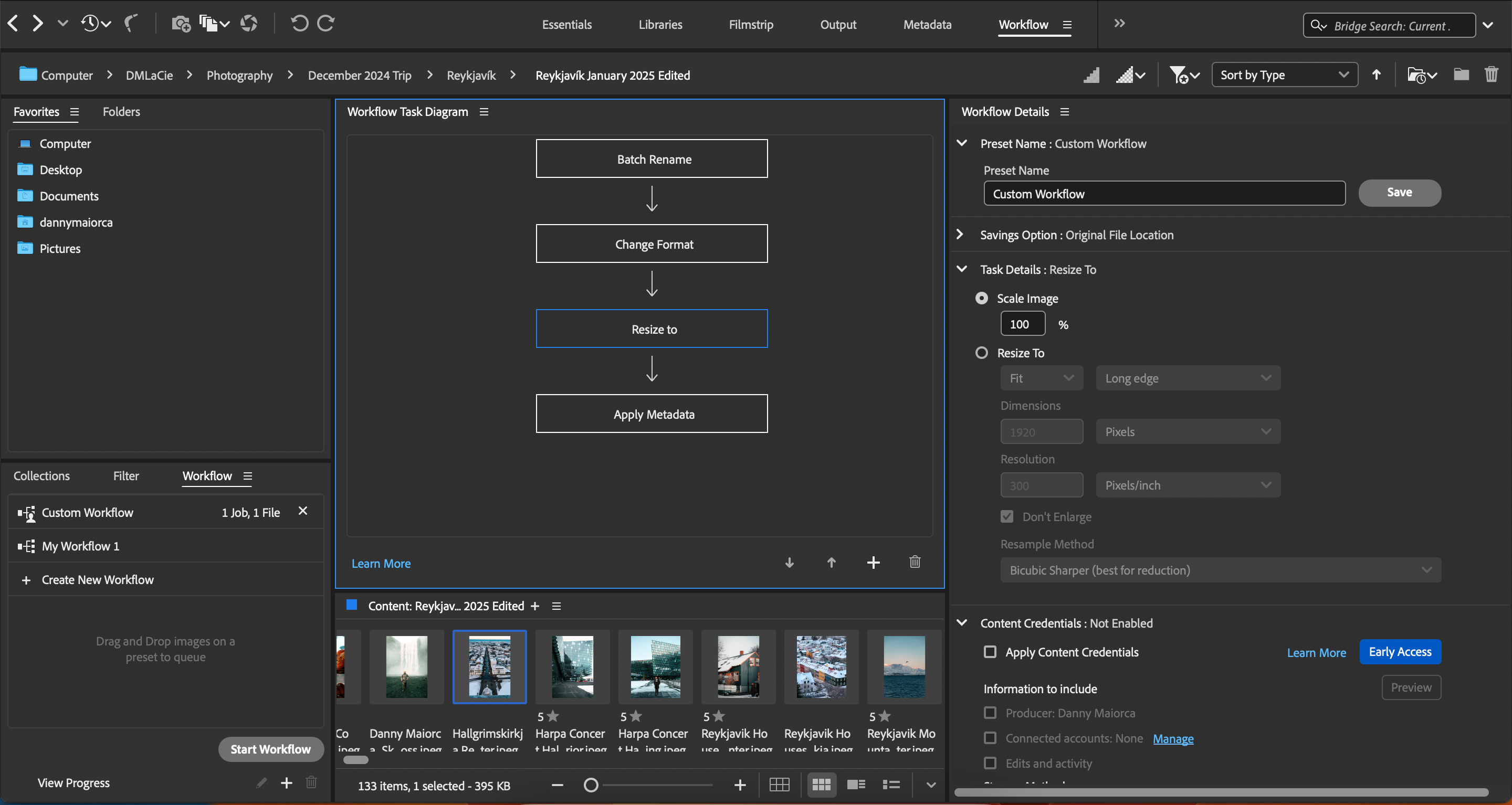 تغییر اندازه یک تصویر در برنامه Adobe Bridge