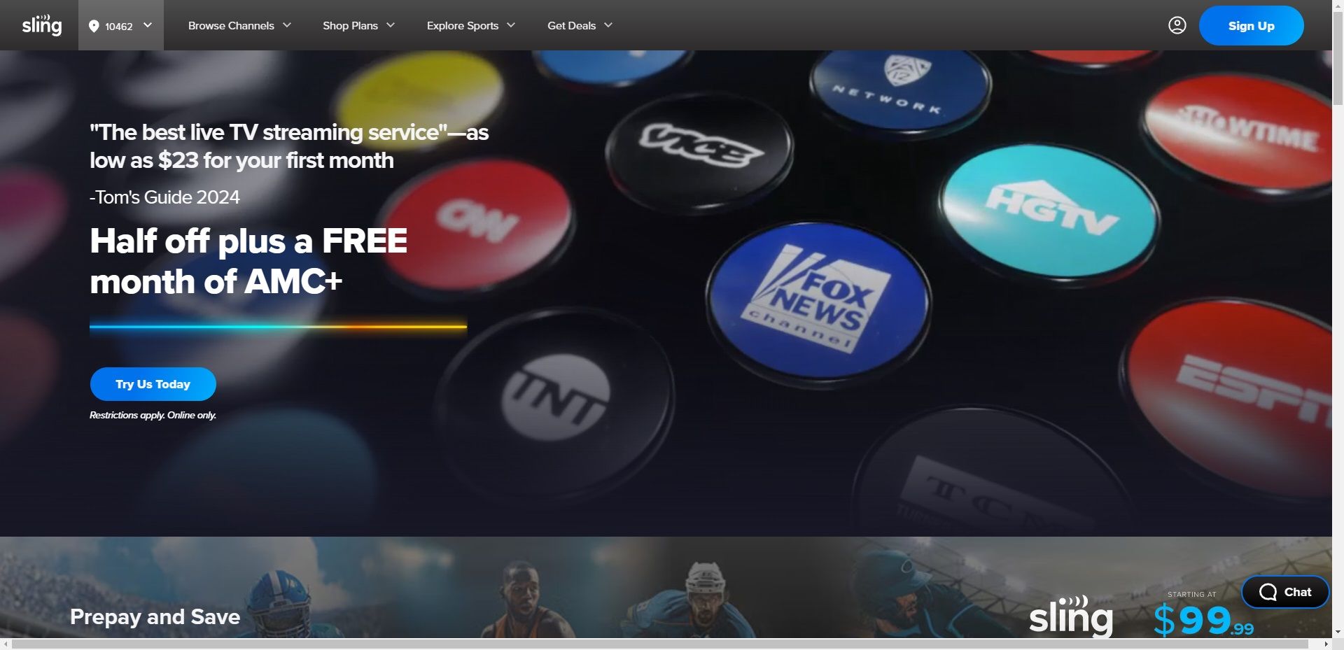 صفحه اصلی تلویزیون Sling