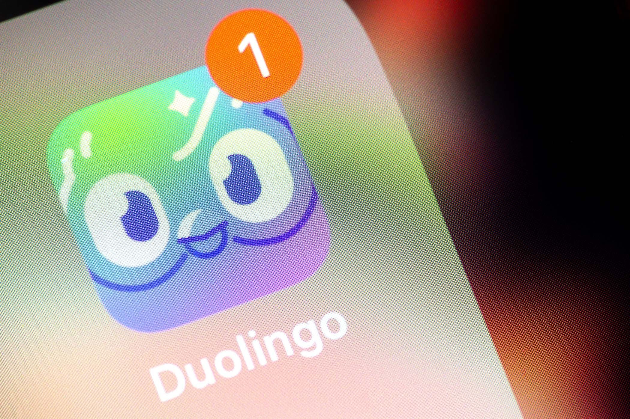 نماد Super Duolingo از طریق تلفن