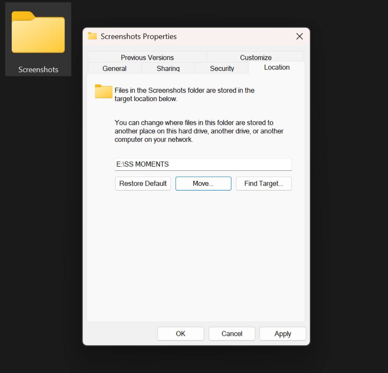 یک پنجره File Explorer با برگه مکان انتخاب شده