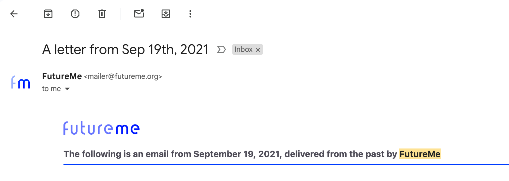 نامه ای از سپتامبر ، 19 ، 2021 در صندوق ورودی Gmail