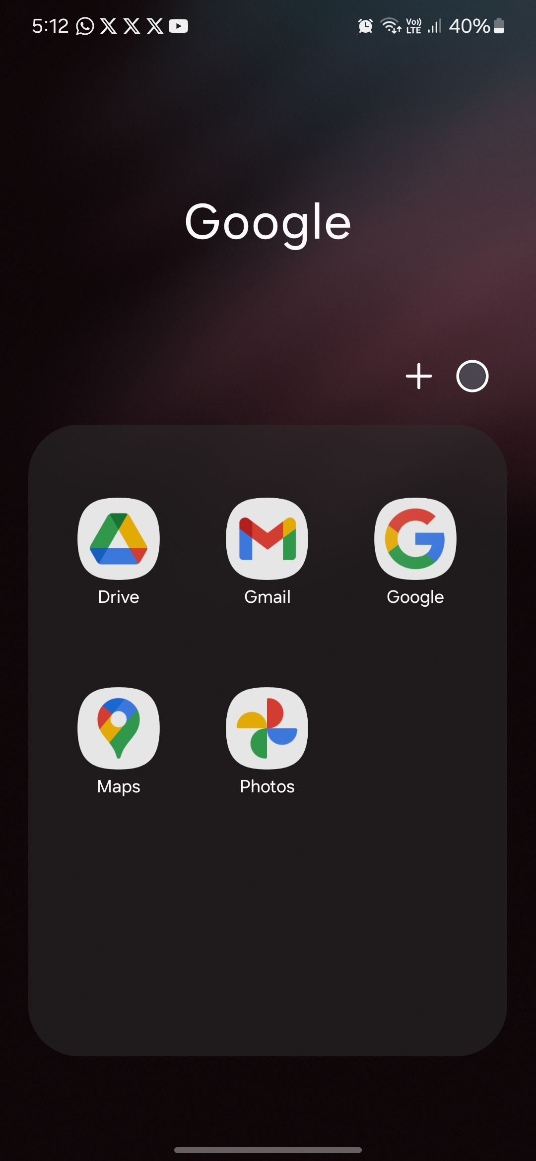 پوشه برنامه به نام Google در تلفن سامسونگ