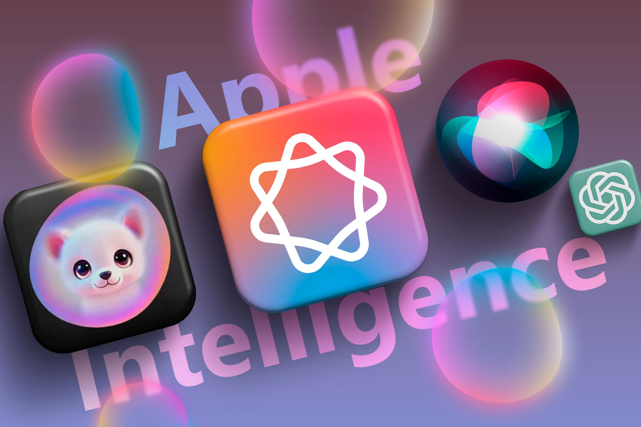 آرم اطلاعاتی اپل با iOS 18.2 ویژگی هایی مانند زمین بازی تصویر.
