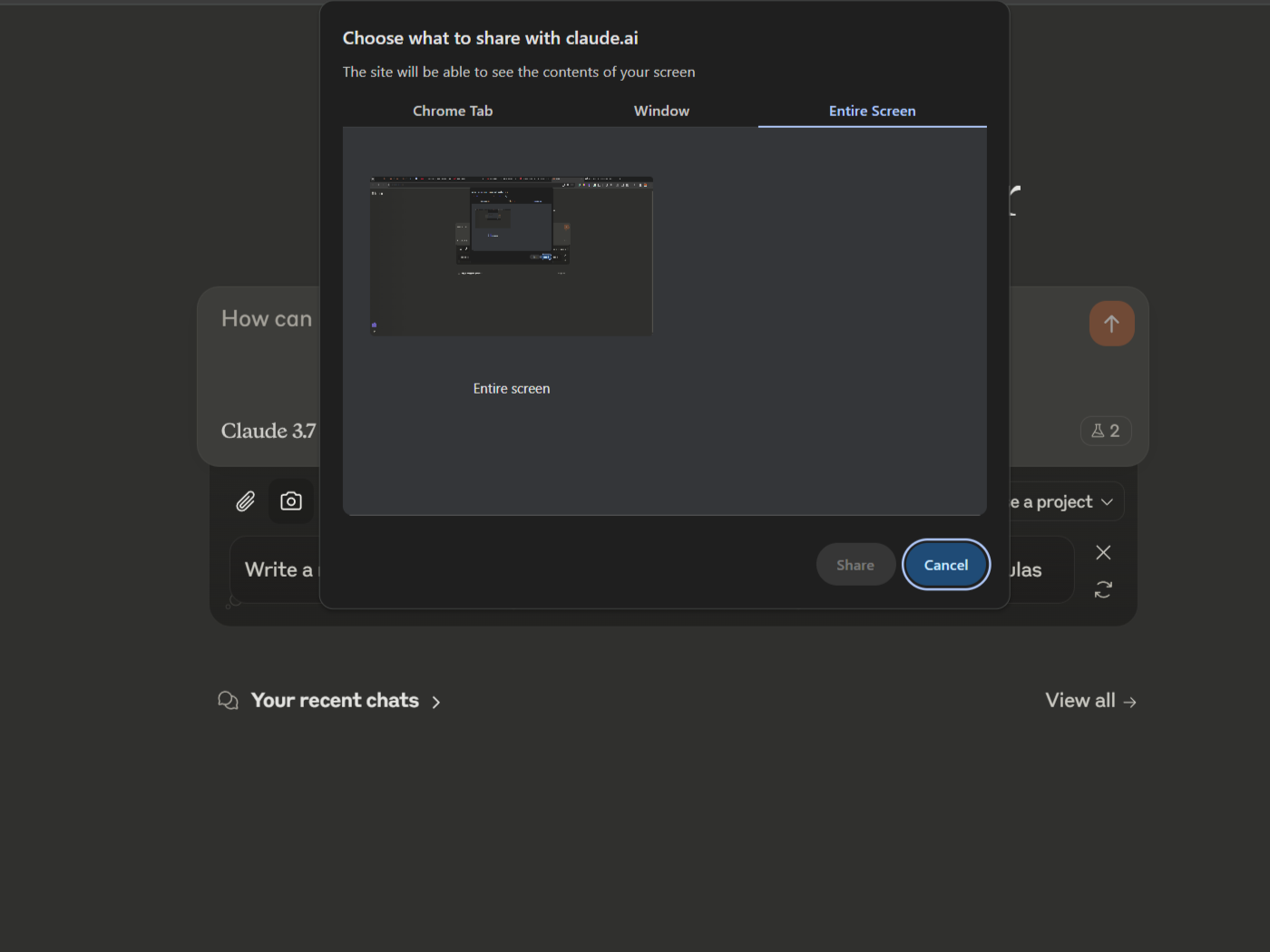 Claude Window Share Screen