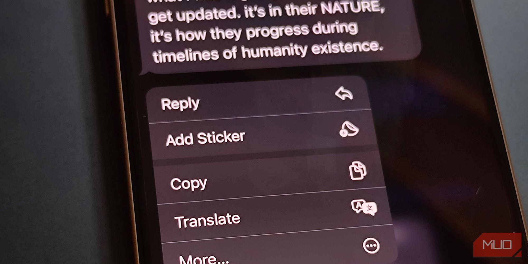 کپی کردن پیام در iOS