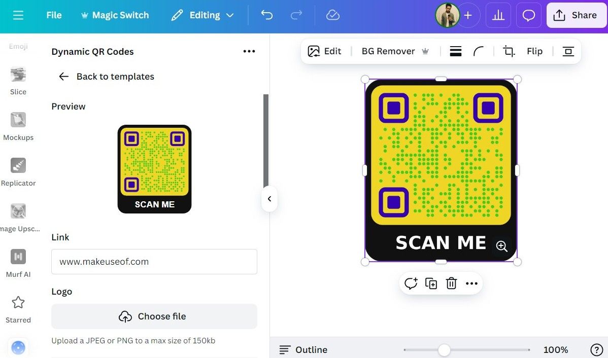ایجاد کد QR پویا در Canva