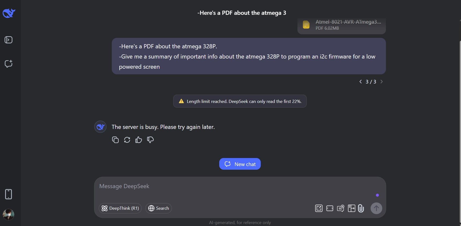 سرور Deepseek در دسترس نیست