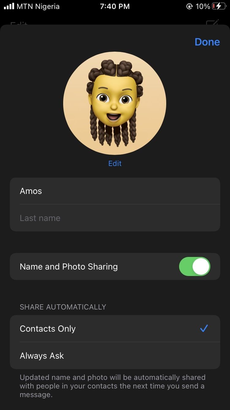 ویرایش جزئیات iMessage در آیفون بدون شناسه چهره
