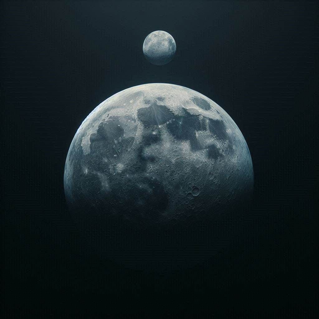 تصویر تولید شده AI که ماه را در پیش زمینه و زمین در پس زمینه به تصویر می کشد