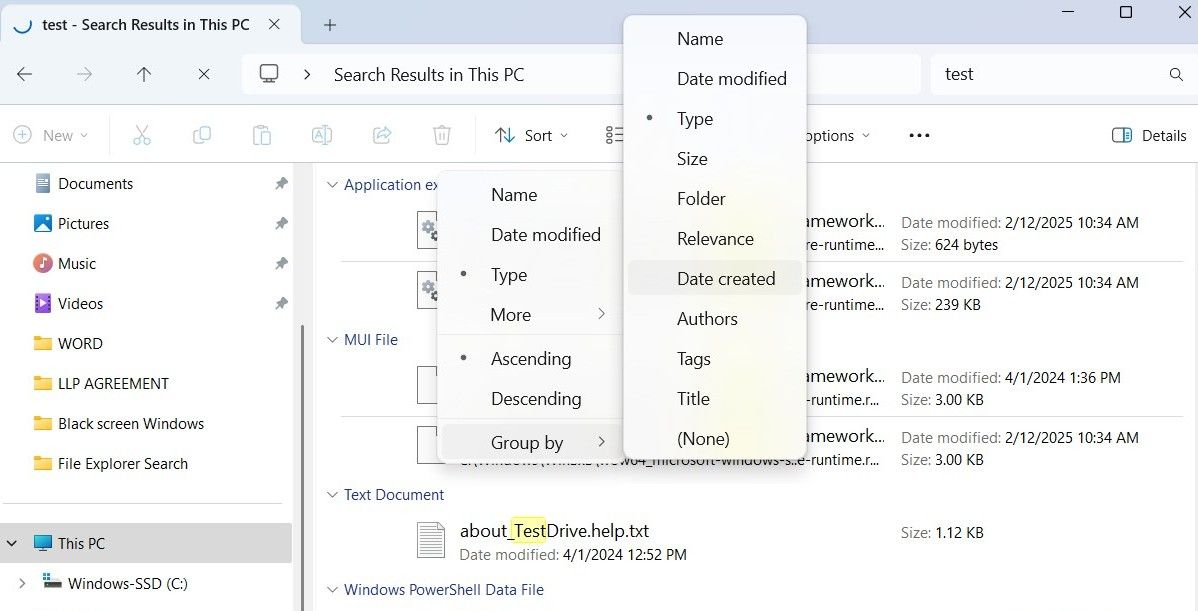File Explorer گروه را بر اساس گزینه ها در ویندوز نشان می دهد