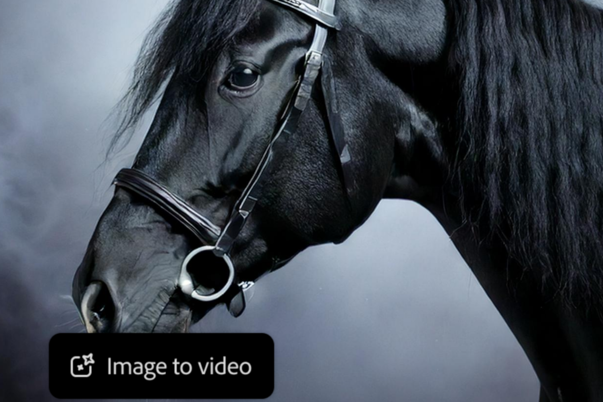 Adobe Firefly Image to Video شامل اسب در مه